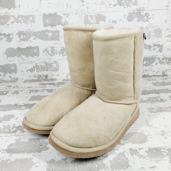 Lam Cream Suede Round Toe Fur Winter Boots V744 - Picture 2 of 12